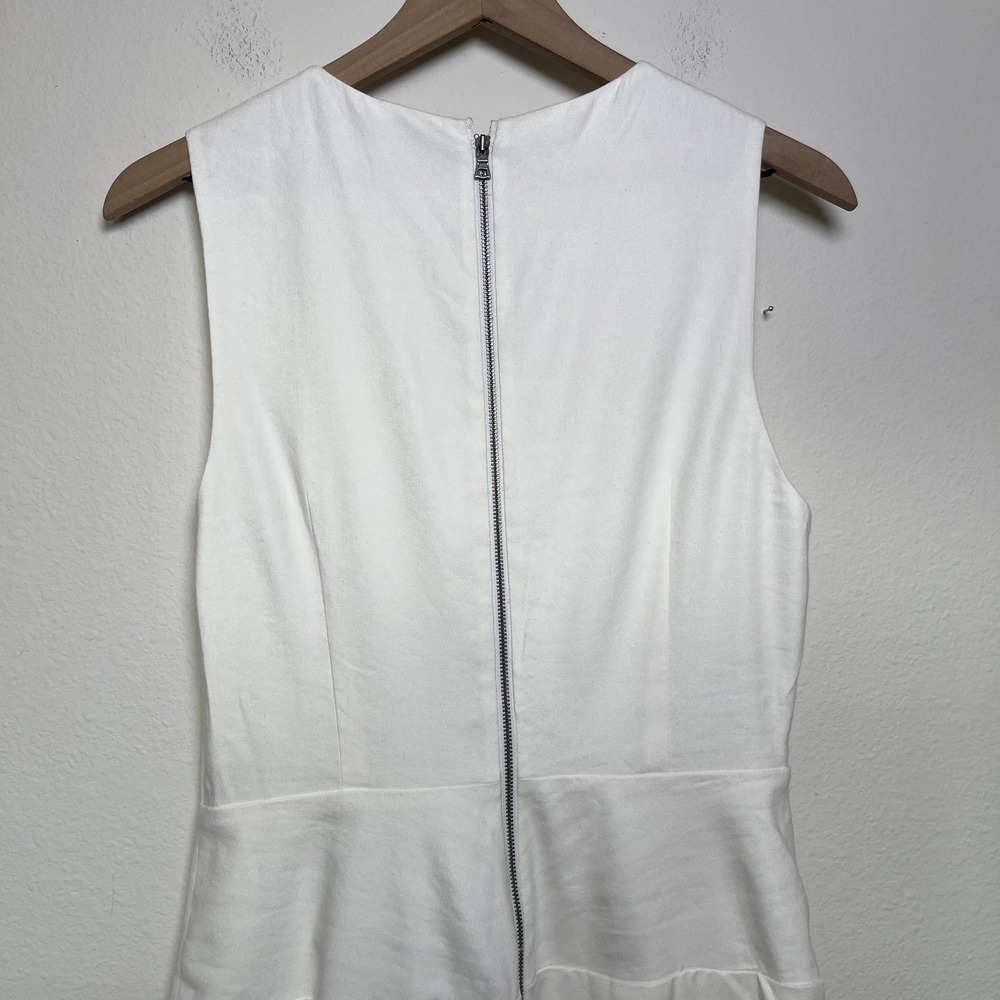 Alice &‎ Olivia Women Palmira Linen Mini Dress 8 Ivory Ruffle Tiered Hem Preppy - Picture 8 of 11
